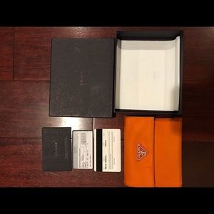 Papaya Tessuto Prada compact wallet